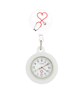 Retractable Nurses Fob Watch - White
