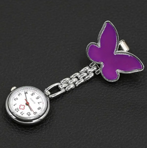 Watches: Purple Butterfly Medical Fob Watch