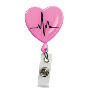 Retracteze™ ID Holder EKG Heart Pink