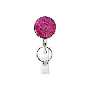 Id Tags: Pink Glitter Retractable Nurse Badge Holder Clip