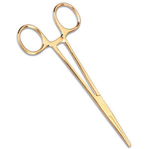 Forceps: 5.5" Gold Plated Kelly Forceps