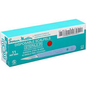Scalpels: Swann Morton Disposable Scalpel Sterile Size 21 - Box of 10