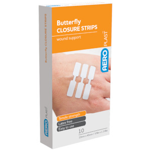 Wound Care Packs: AEROPLAST Butterfly Wound Closures 45 x 10mm Box/10
