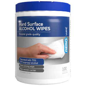 Waste Spillages: AEROWIPE 70% Isopropyl Alcohol Hard Surface Wipes Tub/100