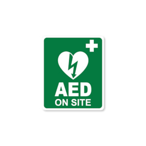 Aed: Cardiact AED On Site Sticker 10 x 12cm