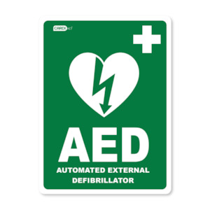 Aed: Cardiact AED Sticker 22.5 x 30cm