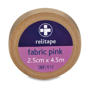 Relitape Fabric Elastic Tape - 2.5cm x 4.5m - Pink
