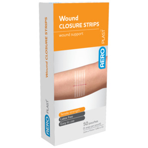 AEROPLAST Wound Closure Strips 3 x 75mm Box/50 (5 strips/card)