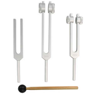 MediPro Tuning Fork & Hammer Bundle - 128Hz, 256Hz & 512Hz