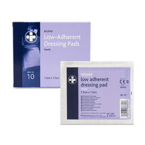 Relipad Low Adherent Dressing Pads - 7.5cm x 7.5cm - Box of 10
