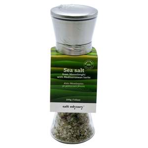 Dried Herbs: Sea salt w/Mediterranean herbs stainless steel mill 200g