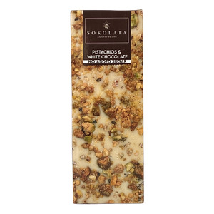 Sweets: Sokolata No Added Sugar White Chocolate w Pistachios 55g