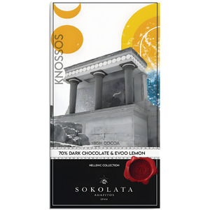 Sokolata Crete - Knossos / 70% Dark Chocolate & EVOO Lemon, Raisin 100g