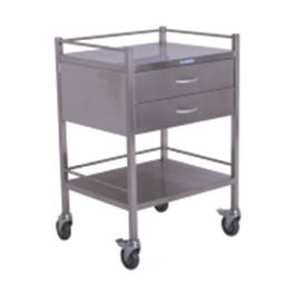 Nordic Stainless Steel Trolley Double Drawer 490mm x 490mm x 900mm