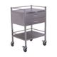 Nordic Stainless Steel Trolley Double Drawer 490mm x 490mm x 900mm