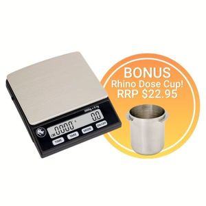 Products: Rhino Coffee Gear Stealth Scale 2KG + FREE Dosing Cup Promo