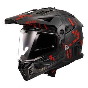 Adventure Helmets: LS2 MX702 Pioneer II Crazy - Black / Grey / Red 06