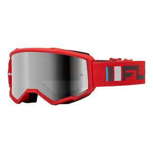 Fly Racing: FLY Racing 2024 Zone Goggle - Red / Charcoal with Silver Mirror / Smoke Lens