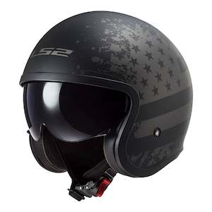 Ls2 Helmets: LS2 OF599 Spitfire II Black Flag Helmet - Matte Black / Titanium