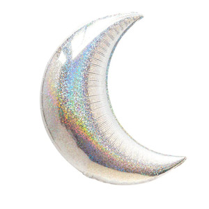 To The Moon: Holographic Crescent Moon Foil Balloon
