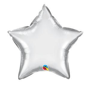 Foil Heart Star Balloons: Chrome Silver Foil Star