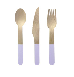 Lilac Wooden Cutlery 30 Pack
