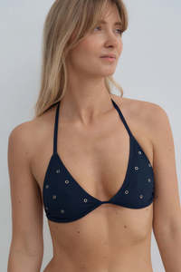 Voyage Tie Top Navy Eyelet