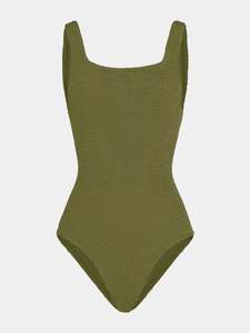 Coverage Square Neck Swim Metallic Moss