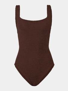 Coverage Square Neck Swim Metallic Chocolate