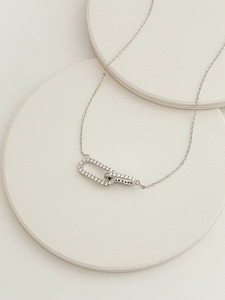 Necklaces: Double Stone Link Necklace Silver