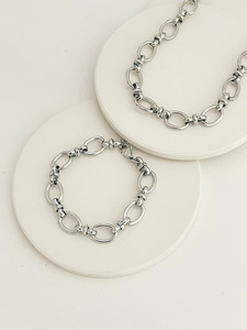 Necklaces: Dylan Necklace & Bracelet Set Silver