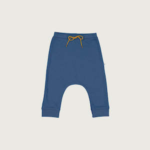 Organic cotton merino baby slouch trackie denim blue