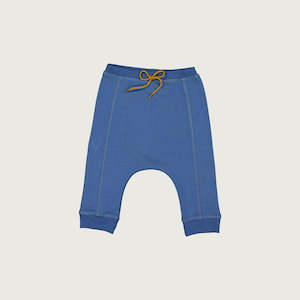 Organic cotton merino baby slouch trackie denim blue front seam