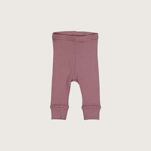 organic rib cotton baby legging plum Mello Merino
