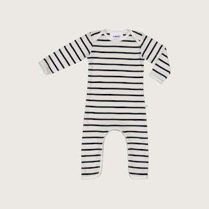 Merino baby onesie natural white Breton stripes Mello Merino