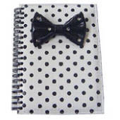 Stationery/Gifts - Gifts - Melric International: Bow Notebook - White/Black Polka