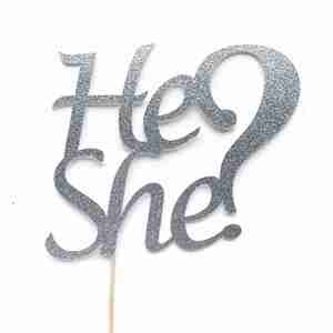 He or She Cake Topper - Melrose Paper Designs Cake Toppers NZ