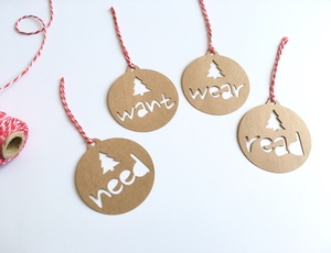 Christmas Want Need Wear Read Tags - Melrose Paper Designs