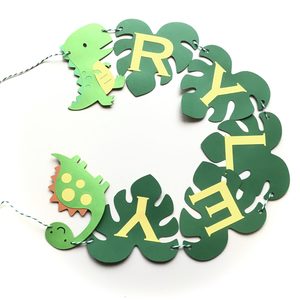 Products: Personalised Dinosaur Banner - Melrose Paper Designs