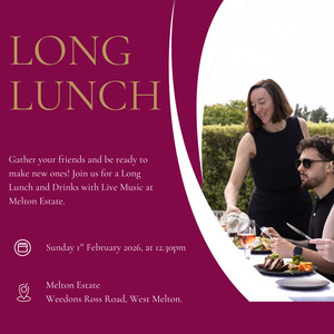 Frontpage: Melton Estate Long Lunch - Wine, food and live music amongst the vines