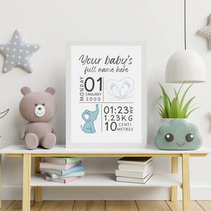 For The Little Ones: Custom Birth Details- Pink, Grey, Blue & Beige
