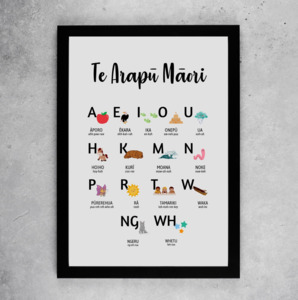 Māori Illustrated Alphabet Print - (Te Arapū Māori)