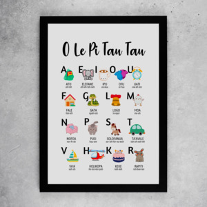 Samoan Illustrated Alphabet Print - (O Le Pi Tau Tau)