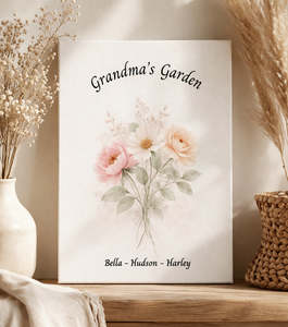 Grandma’s Garden – Personalised Flower Canvas Print