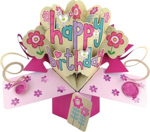 Products: Happy Birthday Bouquet Pop Up Card POP086