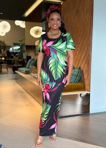 Puletasi Two Piece: Leata Puletasi - Midnight Orchid