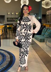 Puletasi Two Piece: Analei Puletasi - Creme Eclipse