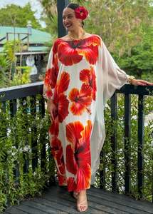 Kaftans: Lelei Kaftan - Red Hibiscus