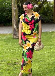 Puletasi Two Piece: Elena Puletasi - Petals of Paradise