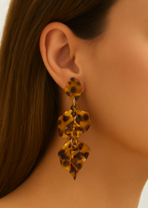 Tortoise Shell Tassle Earrings